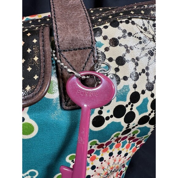 FOSSIL Bright Multi Color Key-Per‎ Purse Bohemain Dot Whimical-EUC - Picture 3 of 14